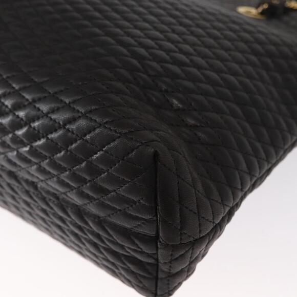 BALLY Chain Shoulder Bag Leather Black Gold Auth BA9129